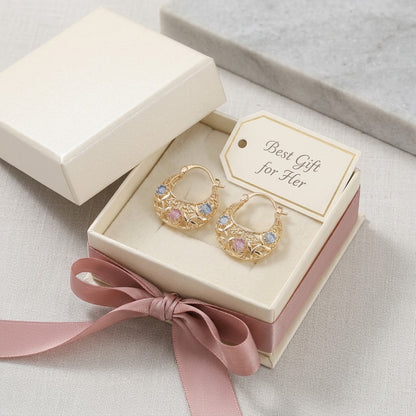 🌸 Vintage Filigree Floral Hoop Earrings