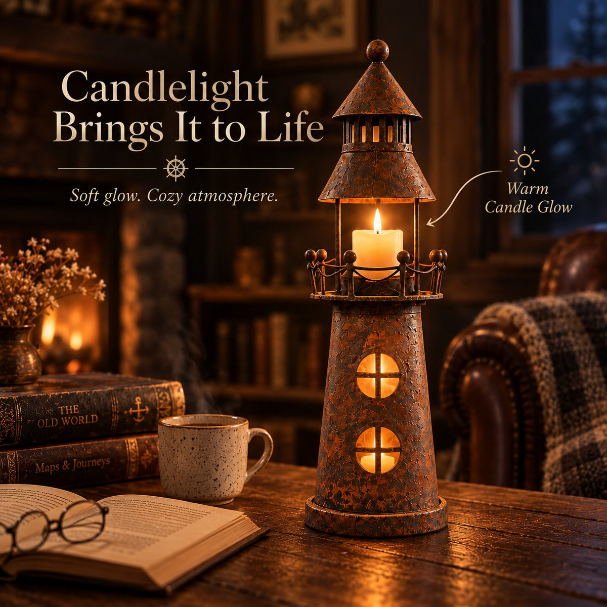 🕯️ Vintage Lighthouse Candle Lantern -Bring the Warm Glow of an Old Lighthouse Home🎁