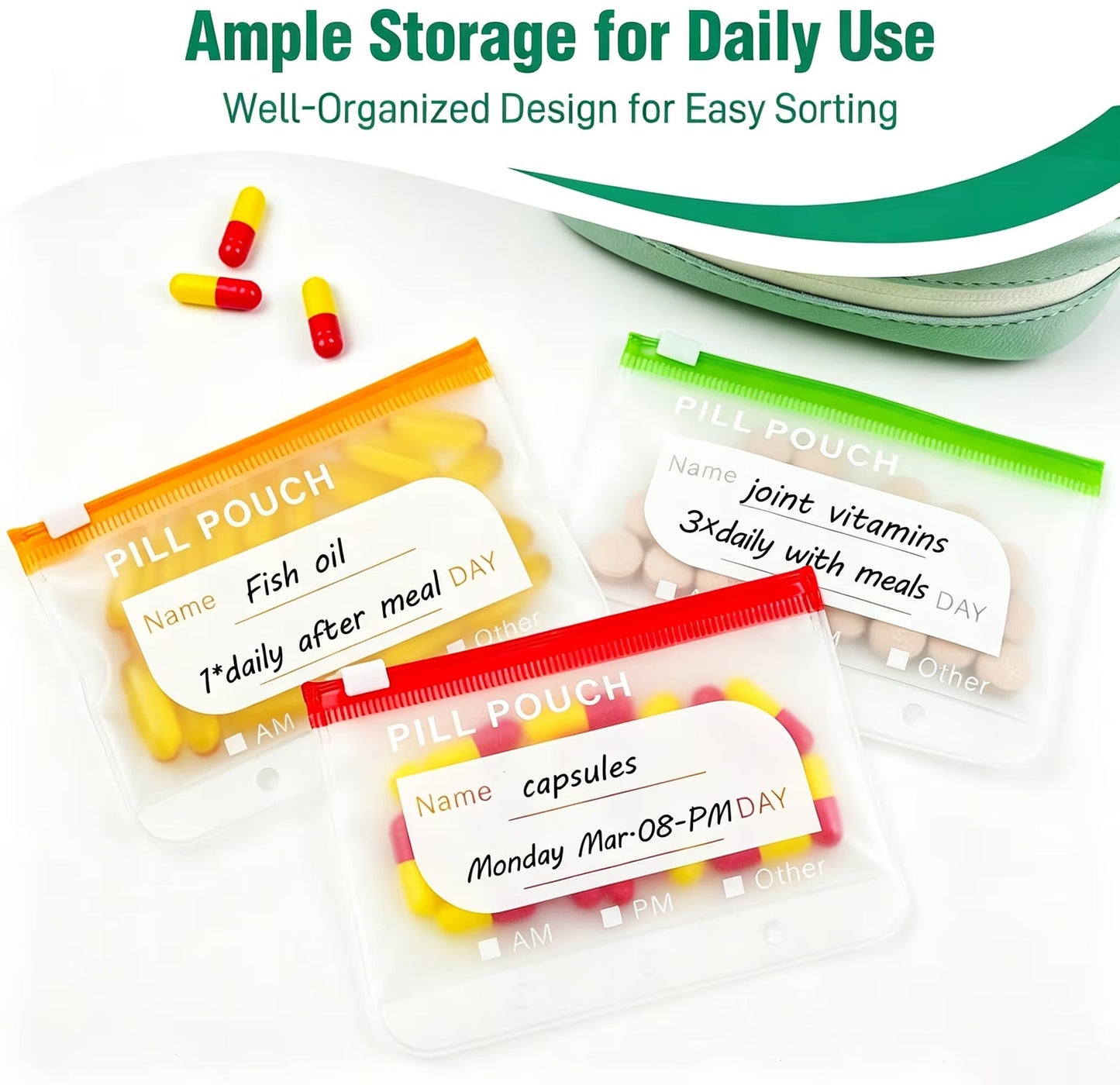 💊A8 Waterproof Pill Pouch Set –  14 Days of Meds & Vitamins💧Waterproof & Crush-Resistant Shell