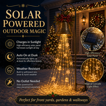 🎄✨ Christmas Bell Cascade Solar Yard Lights – Magical Holiday Glow!