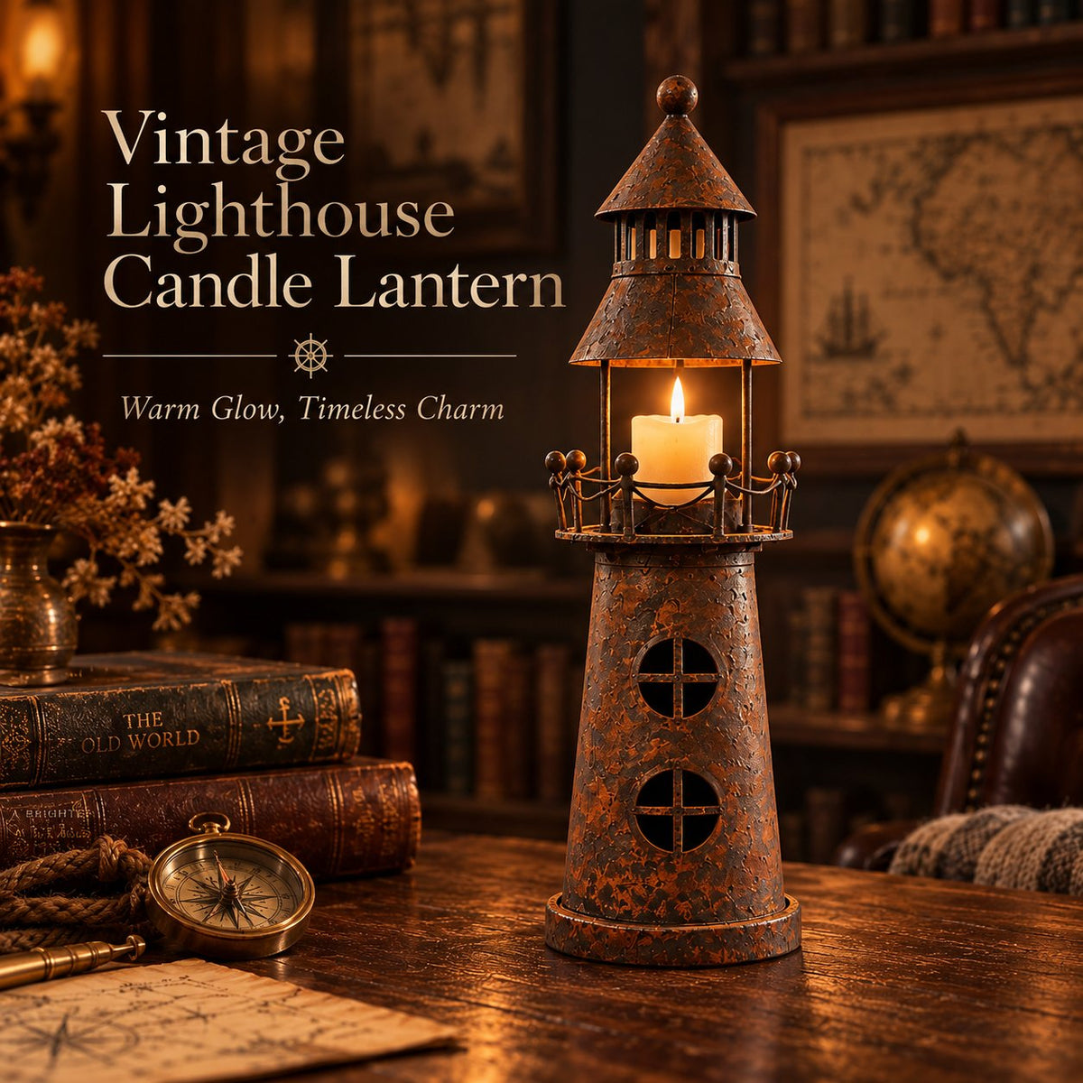 🕯️ Vintage Lighthouse Candle Lantern -Bring the Warm Glow of an Old Lighthouse Home🎁