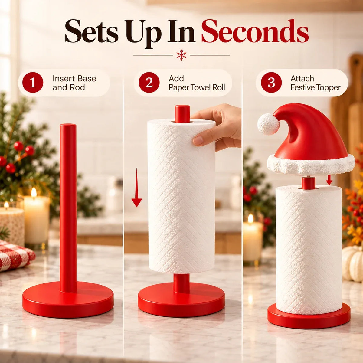 🎅 Santa Hat Paper Towel Holder