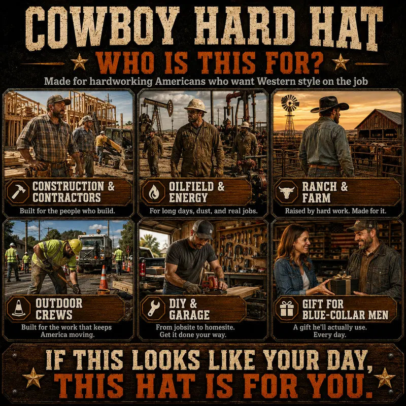 🤠Cowboy Hard Hat |Western‑Style Meets Heavy‑Duty Jobsite Safety