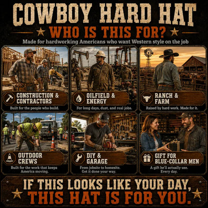 🤠Cowboy Hard Hat |Western‑Style Meets Heavy‑Duty Jobsite Safety