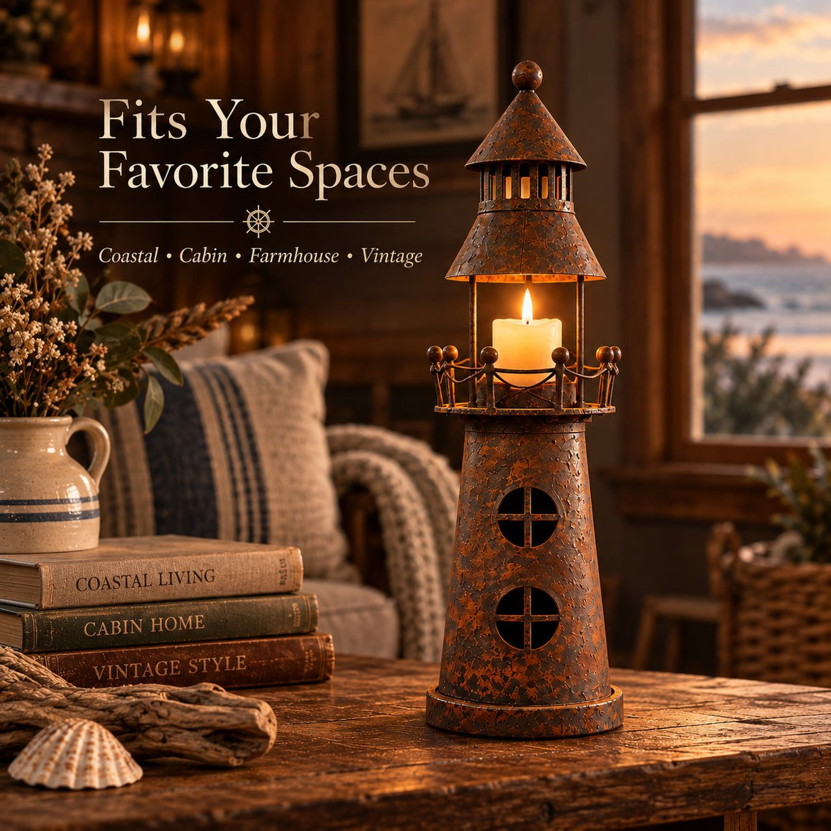 🕯️ Vintage Lighthouse Candle Lantern -Bring the Warm Glow of an Old Lighthouse Home🎁