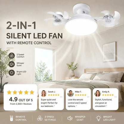 🌀E27 Socket Ceiling Fan Light – 2-in-1 LED Light & Quiet Fan with Remote Control