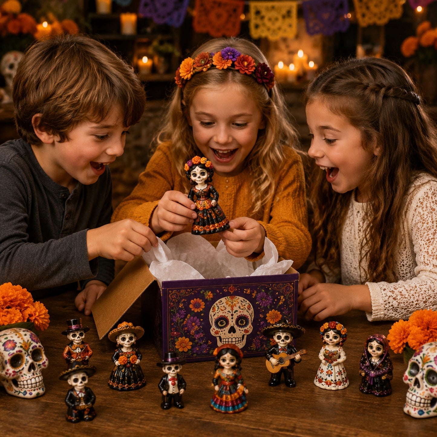 High-quality miniature model ✨2026 Day of the Dead Advent Calendar - 24 Days of My stery Collectible Figurines,Sugar Skull characters &Festive Holiday Surprises