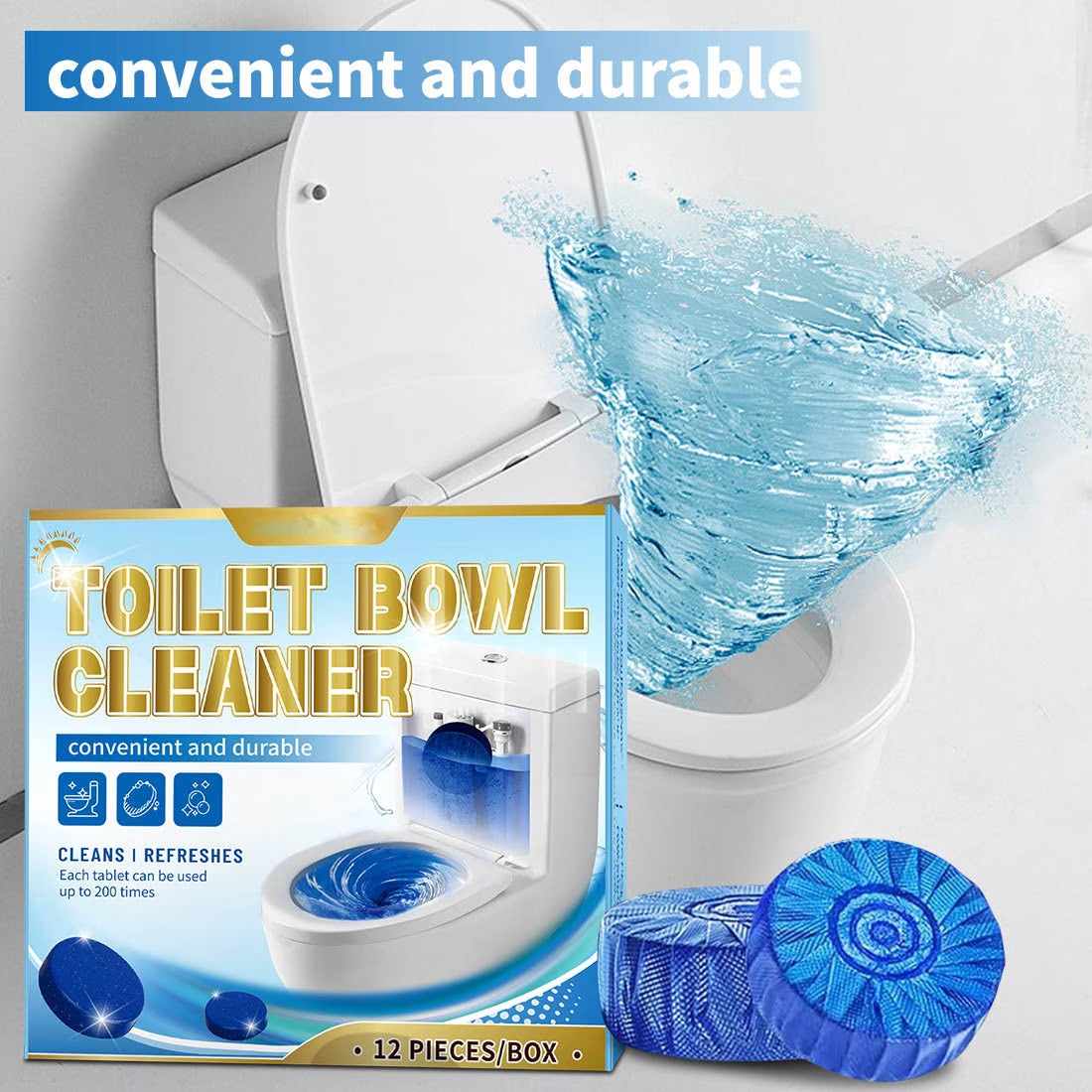 🚽Toilet Tank Cleaner Tablets, Long Lasting Deodorizing Blue Tabs