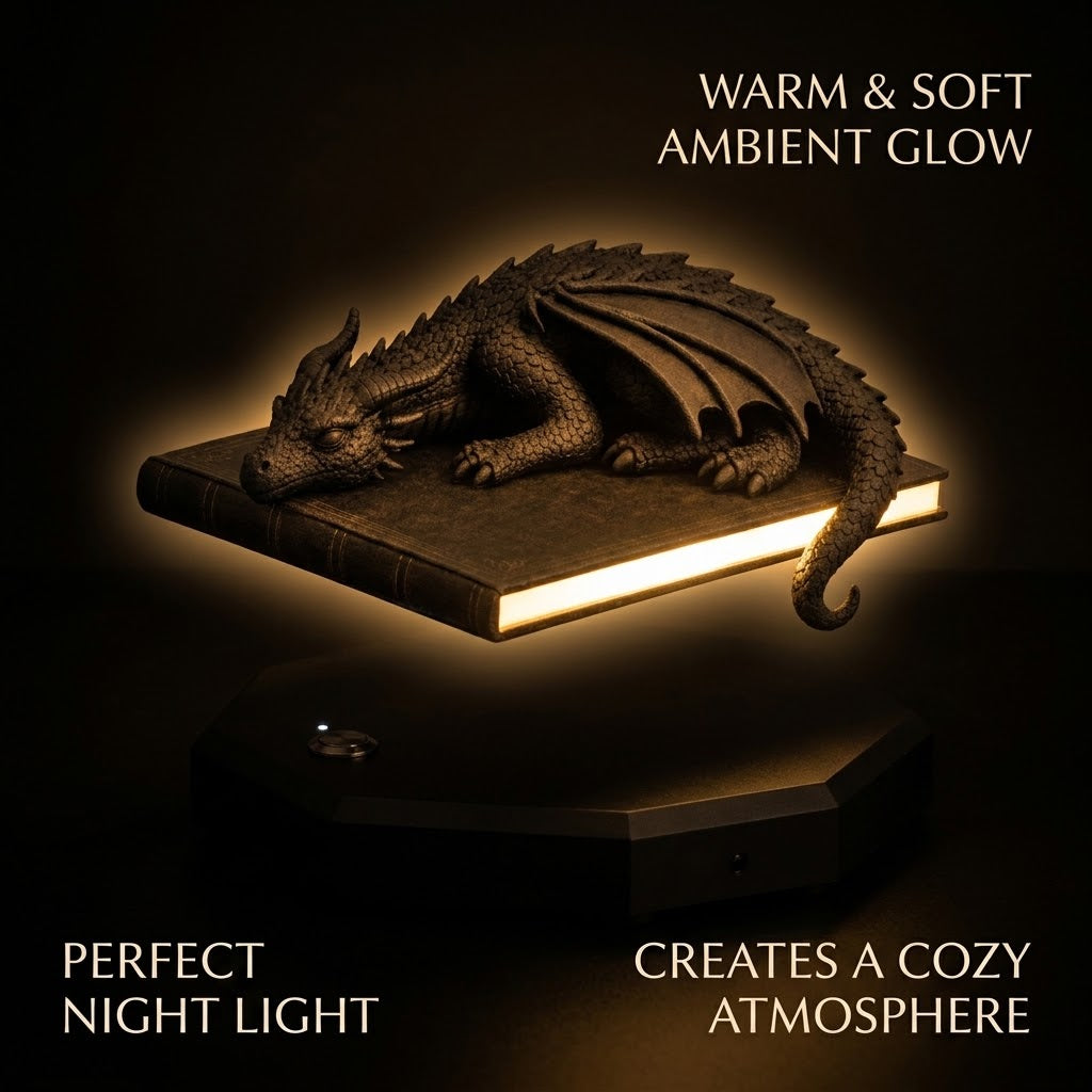 🐉 Levitating Sleeping Dragon Book Night Light