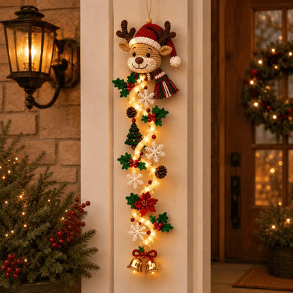 🎄Light-Up Glowing Christmas Door Hanger | 6 Festive Lighted Designs with Warm Glow, Dimensional Details & Space-Saving Vertical Décor ✨