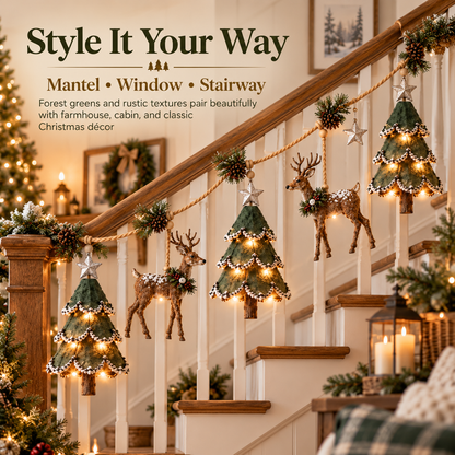 🦌 Lighted Woodland Christmas Garland