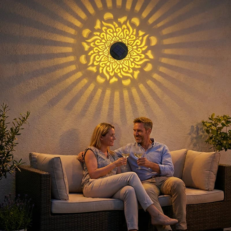 🌀💥Limited Sale Buy 1 Get 1 Free🌞💡Solar Mandala Wall Light Outdoor Garden Fence Projector Lamp Patio Ambient Decor