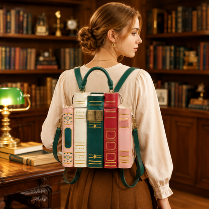 🎒Vintage Stacked Book Backpack