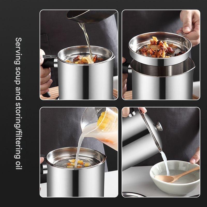 Stainless steel oil filtering pot
