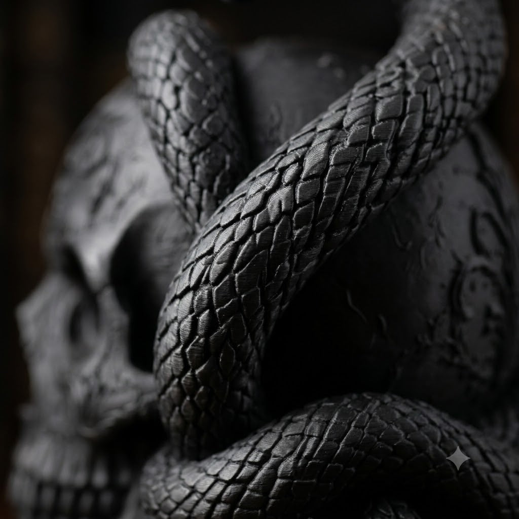 ☠️🌹Gothic Skull, Snake, and Rose Ornament