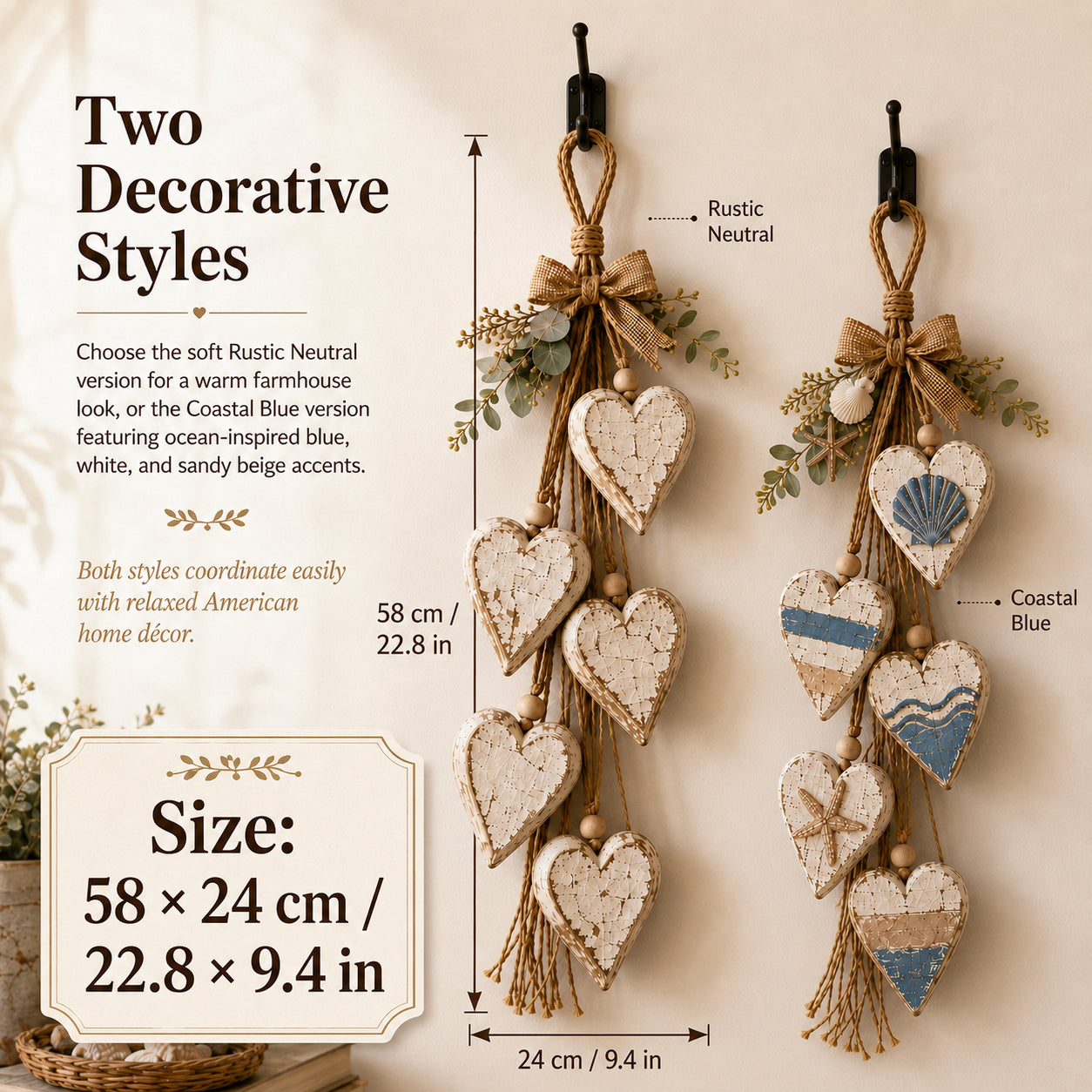 🤎 Hanging Heart Wall Decor