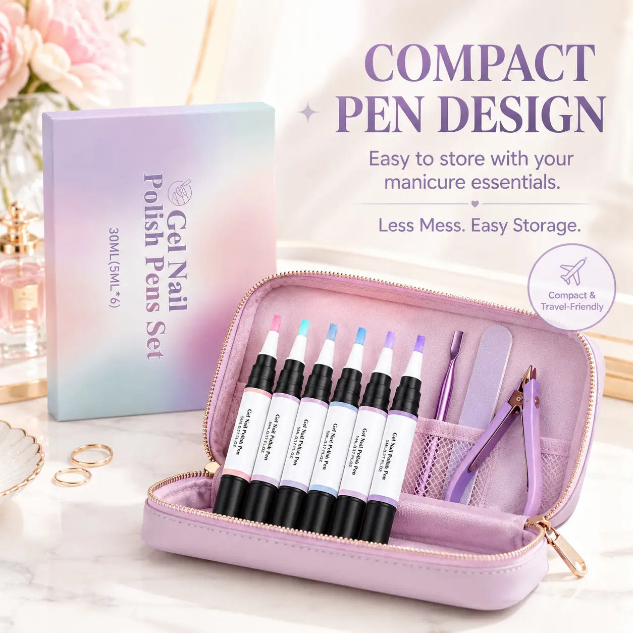 💅6-Color Pearl Gel Nail Polish Pen Set for Easy DIY Nails