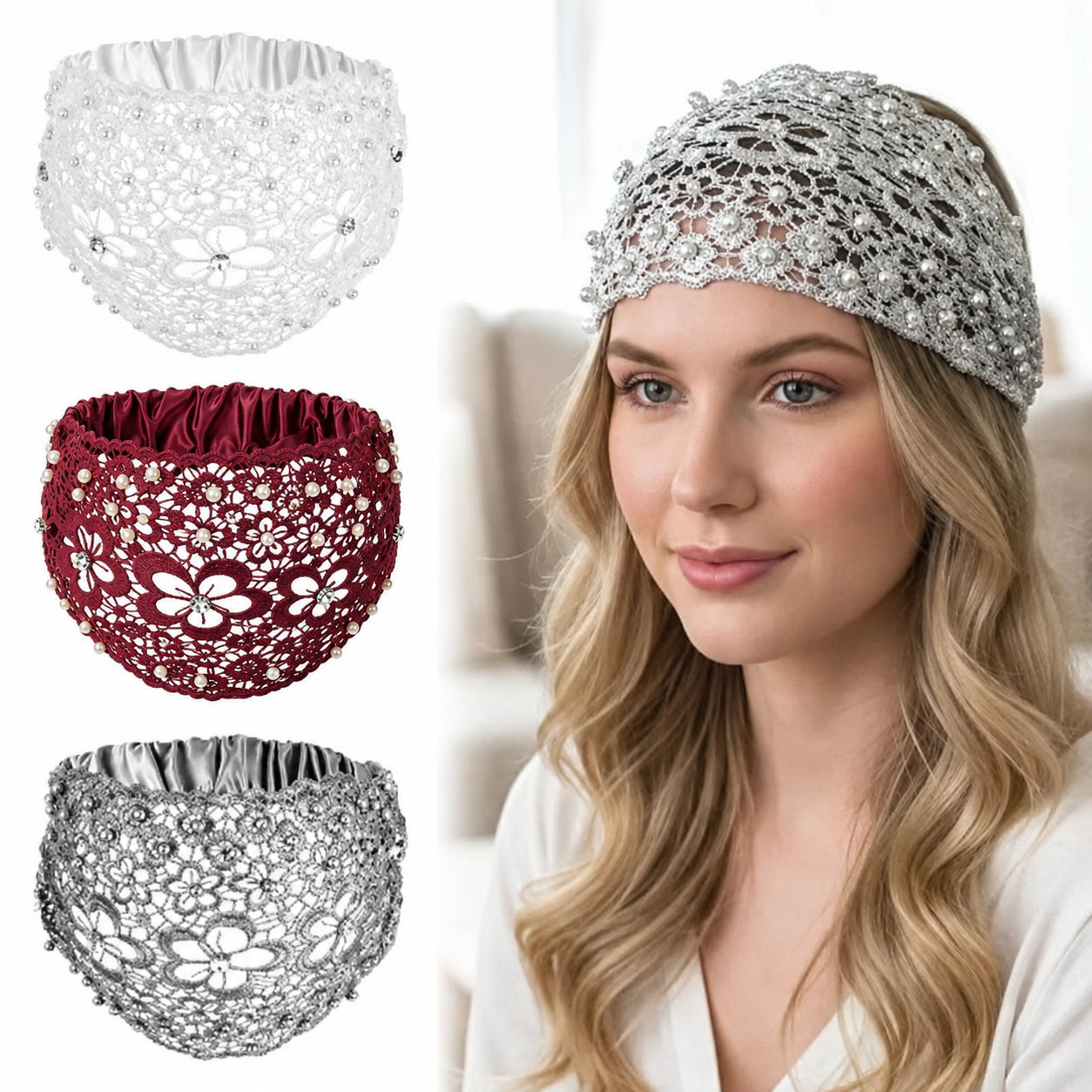 ✨Plum Blossom Hollow Beaded Wide Headband