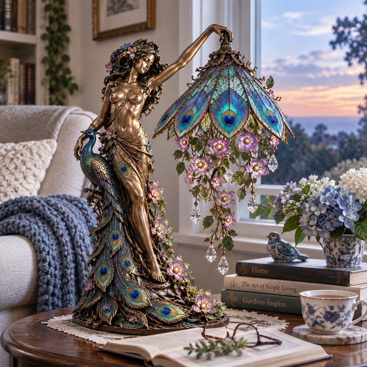 ✨🦚 Feel A Little More Extraordinary - Peacock Goddess Table Lamp