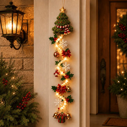 🎄Light-Up Glowing Christmas Door Hanger | 6 Festive Lighted Designs with Warm Glow, Dimensional Details & Space-Saving Vertical Décor ✨
