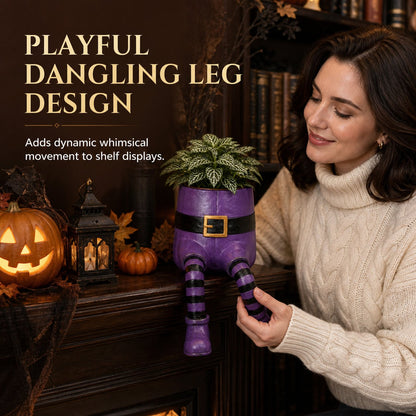 🎃💀Halloween Dangling Leg Resin Planter | Spooky Cute Shelf Sitter Plant Pot for Indoor & Outdoor Halloween Decor