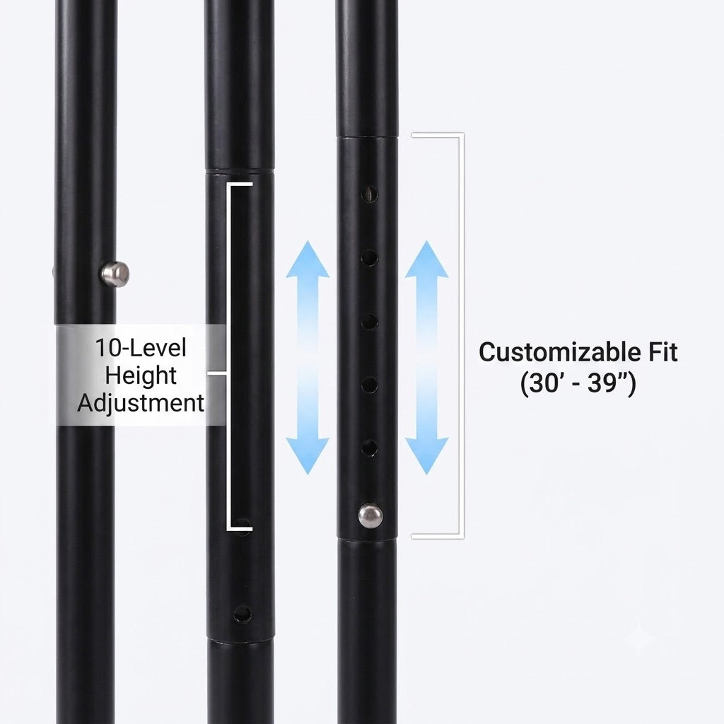 🦯 Foldable Walking Cane for Seniors |10-Level Height Adjustment, Built-in LED Light & One-Click SOS Alarm