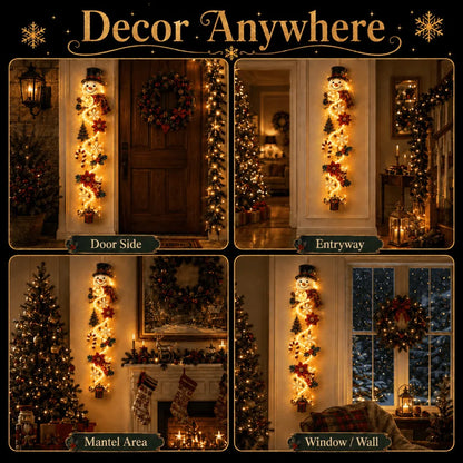 🎄Light-Up Glowing Christmas Door Hanger | 6 Festive Lighted Designs with Warm Glow, Dimensional Details & Space-Saving Vertical Décor ✨