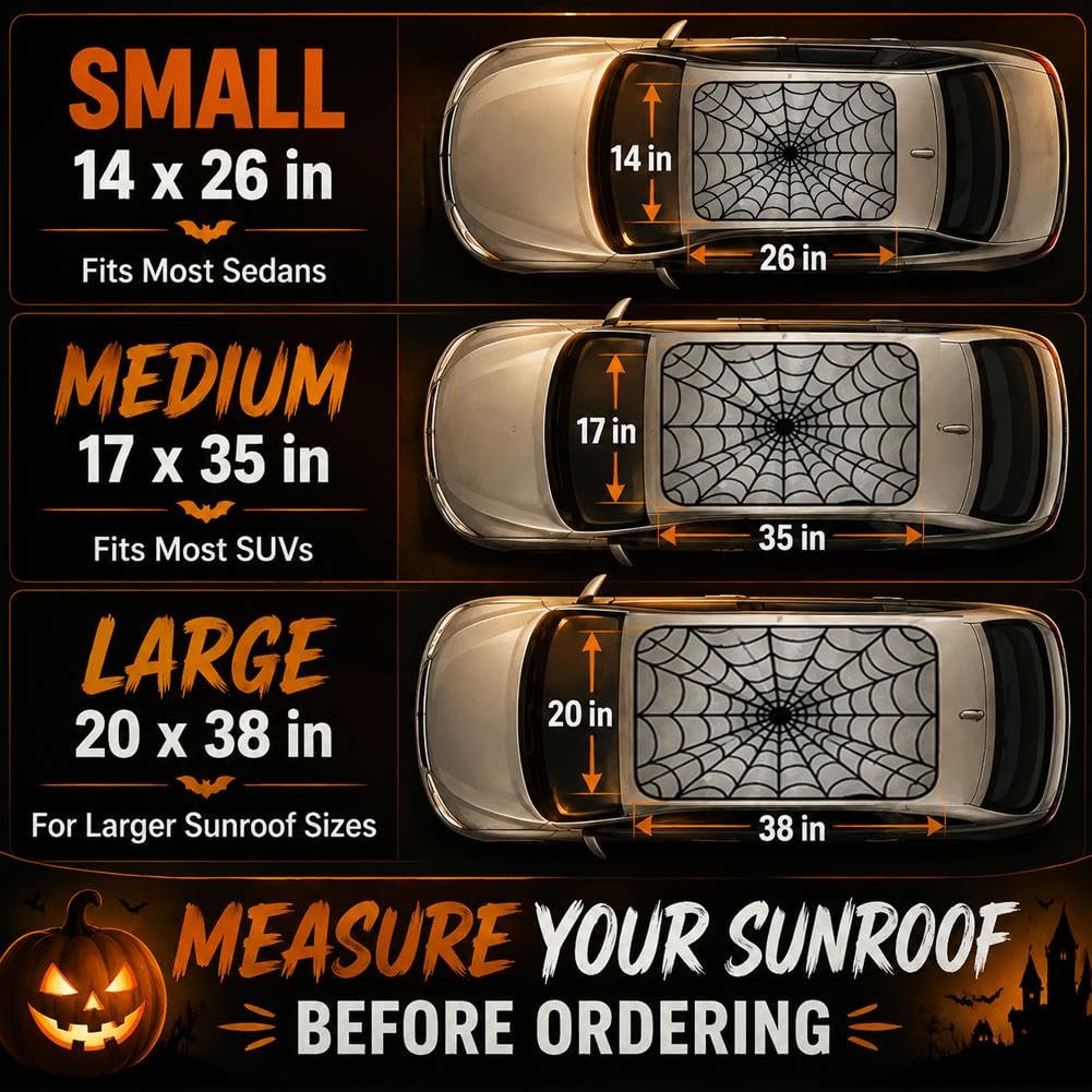 🕸️ Halloween Spider-Web Sunroof Decal – Create an eerie, shadowy autumn driving effect.
