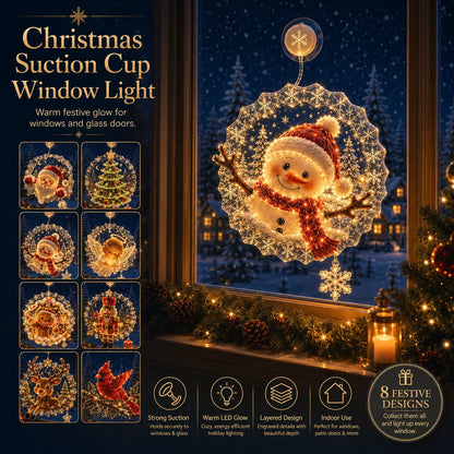 🎄Lighted Christmas Window Decoration with Suction Cup | Warm LED Window Light with Double-Layer Design & Multiple Festive Styles ✨