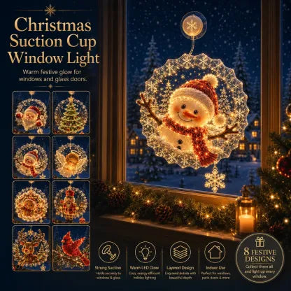 🎄Lighted Christmas Window Decoration with Suction Cup | Warm LED Window Light with Double-Layer Design & Multiple Festive Styles ✨