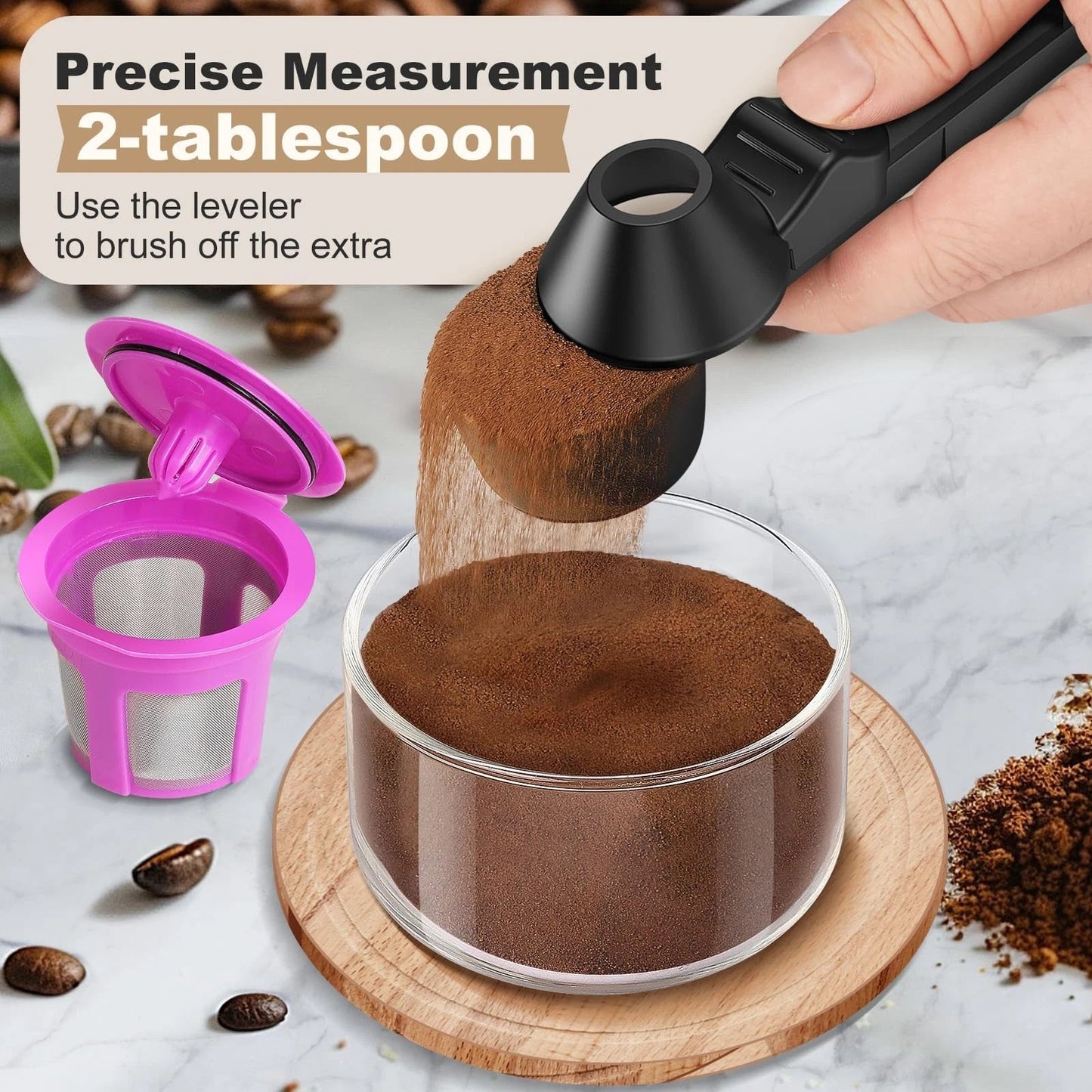 Coffee Scoop & Funnel for Reusable K Cup Refillable Coffee Pods