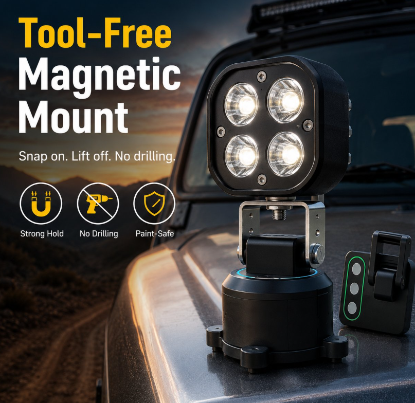 Heavy-Duty Magnetic Remote LED Work Light | Off-Road, Camping & Construction Portable Flood Light