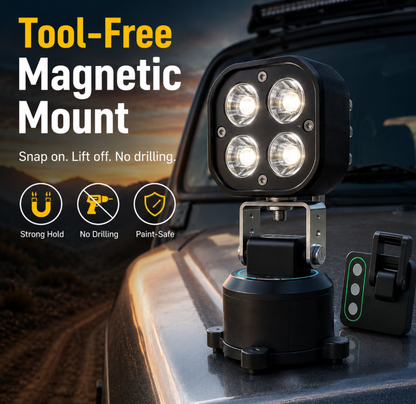 Heavy-Duty Magnetic Remote LED Work Light | Off-Road, Camping & Construction Portable Flood Light
