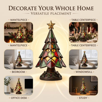🎄Stained‑Glass Style Christmas Tree Table Lamp