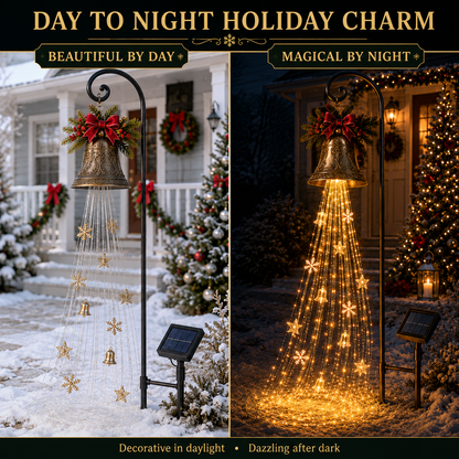 🎄✨ Christmas Bell Cascade Solar Yard Lights – Magical Holiday Glow!
