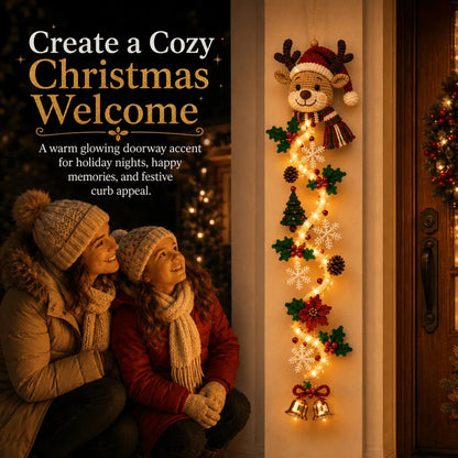 🎄Light-Up Glowing Christmas Door Hanger | 6 Festive Lighted Designs with Warm Glow, Dimensional Details & Space-Saving Vertical Décor ✨