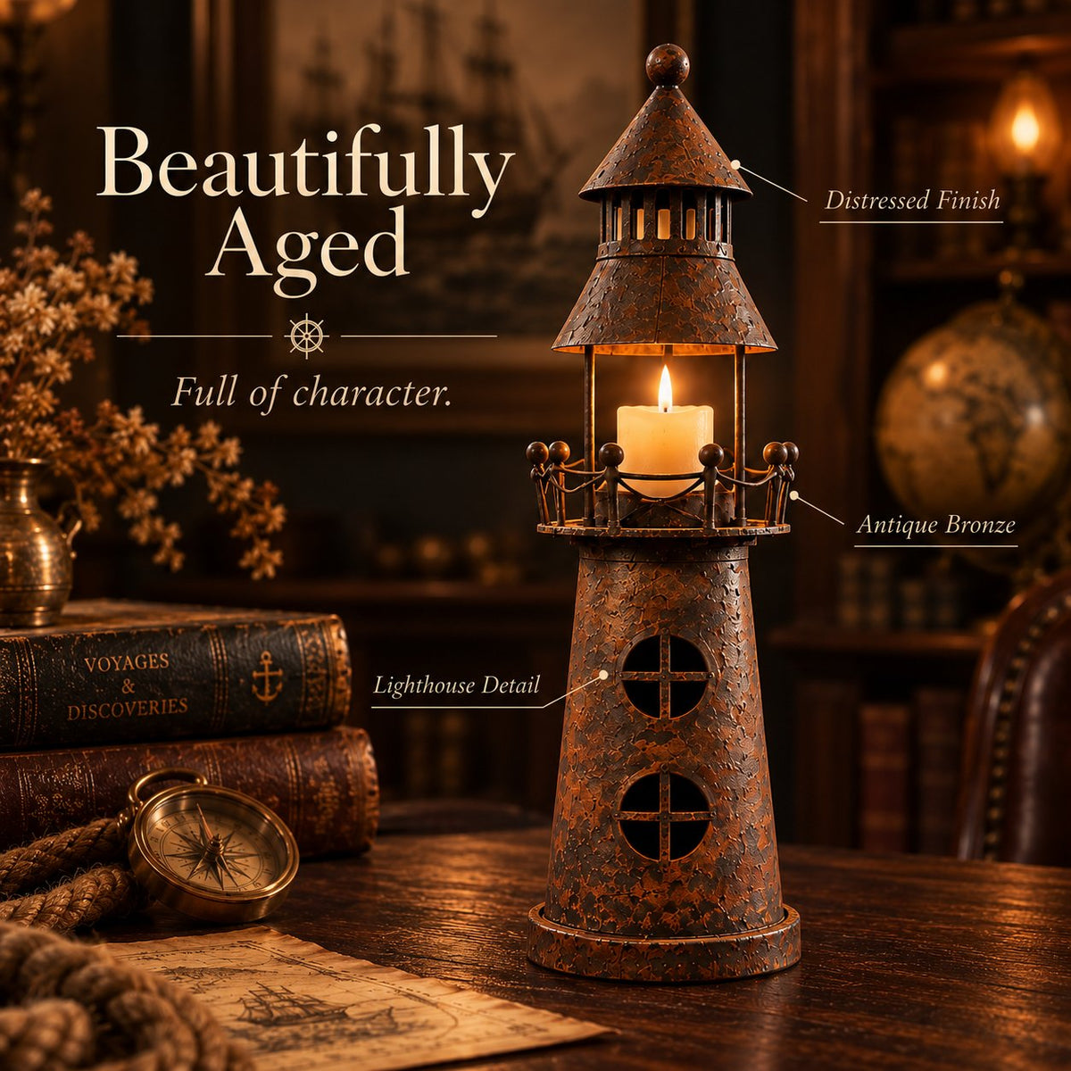 🕯️ Vintage Lighthouse Candle Lantern -Bring the Warm Glow of an Old Lighthouse Home🎁