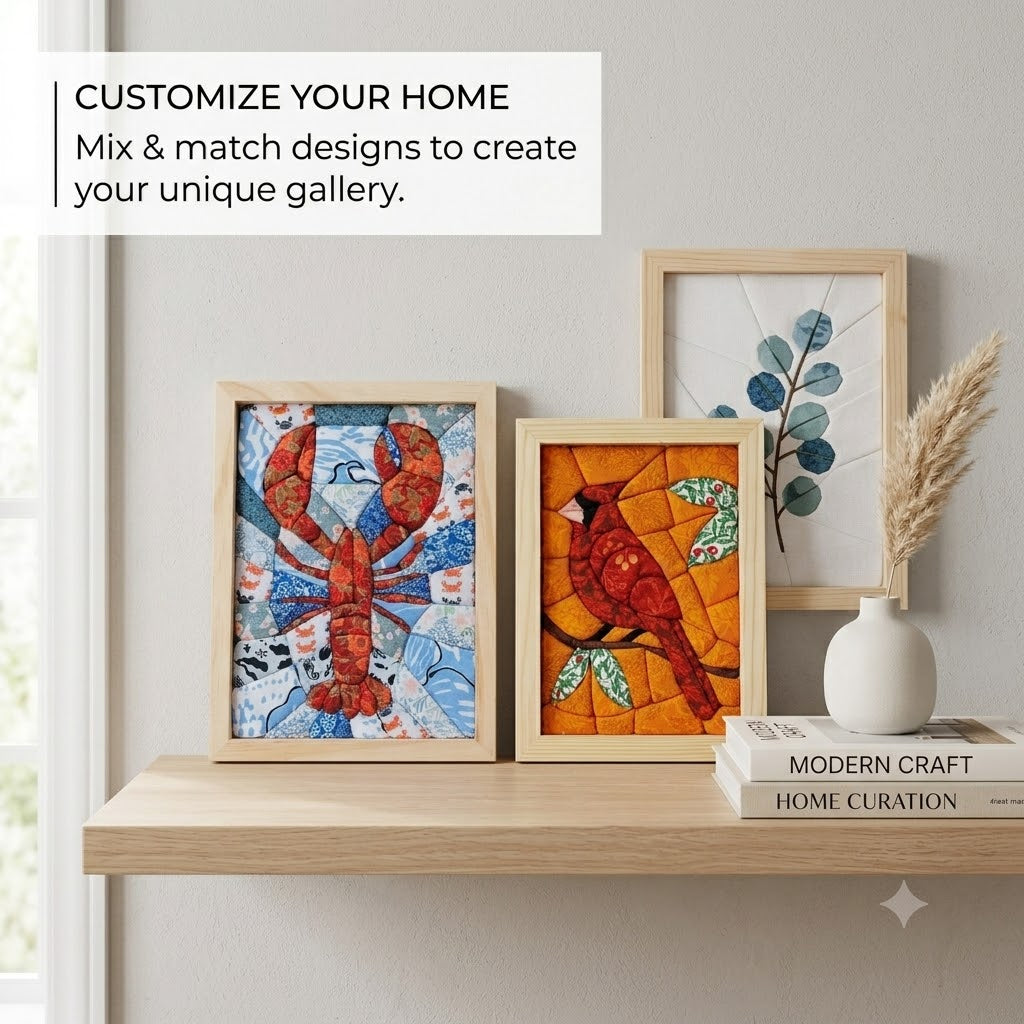 DIY Fabric Art Kit | No-Sew Fabric Mosaic Wall Art Craft with Frame & Tools