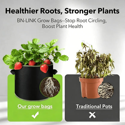 🌱5-Pack 5 Gallon Grow Bags -Heavy Duty Aeration FabricPots with Handles forVegetables, Flowers & Fruits🪴