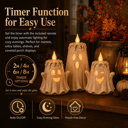👻Ghost LED Candle Set | Halloween Spooky Ghost Decor