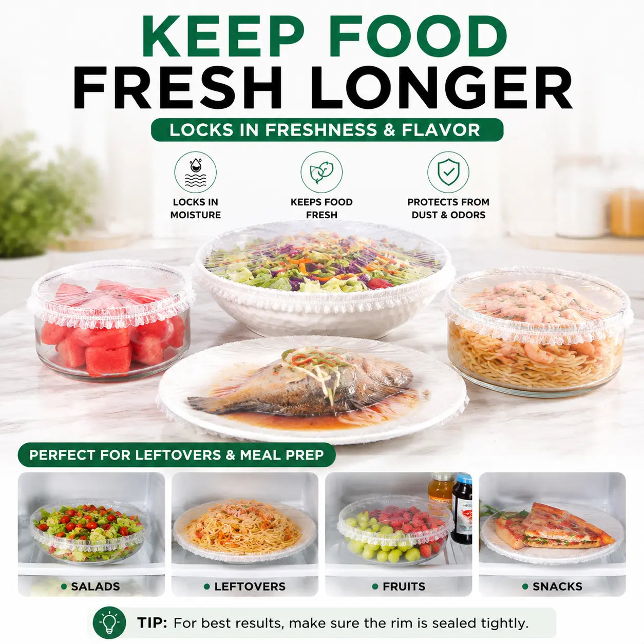 100PCS Disposable Stretch Food Covers for Bowls & Plates, Elastic Bowl Covers, Plastic Wrap Alternative for Leftovers, Fruits, Vegetables & Kitchen Food Storage
