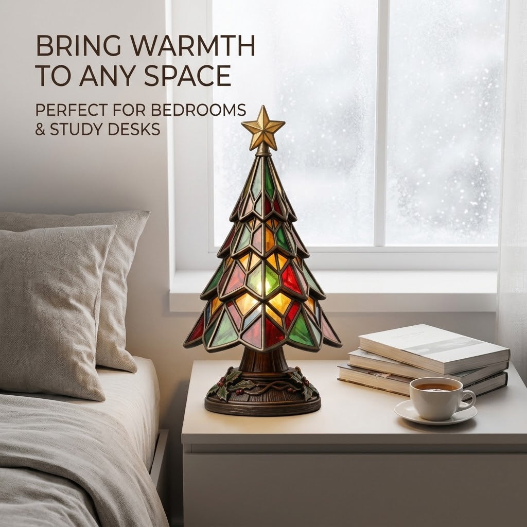 🎄Stained‑Glass Style Christmas Tree Table Lamp