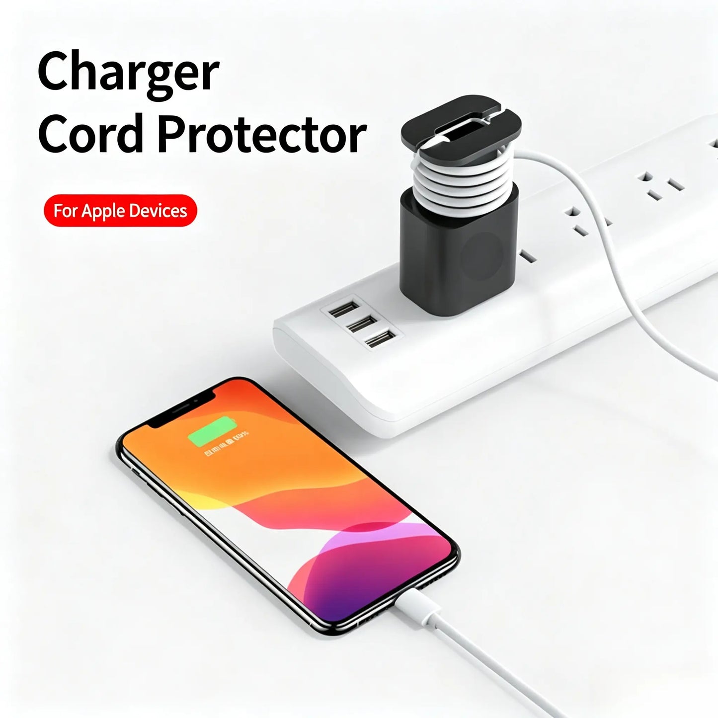 2-Pack Silicone Apple Charger Protector with Cord Wrap — Fits 18W & 20W Adapters