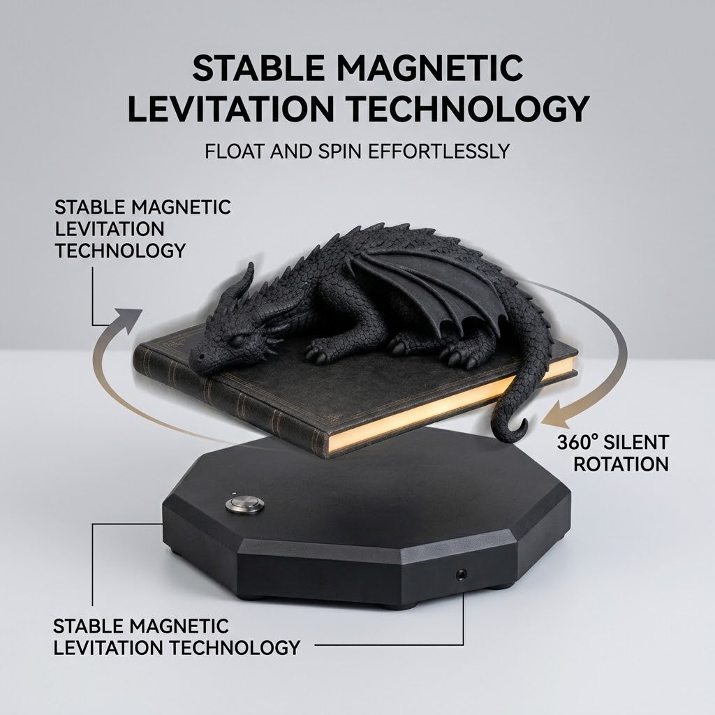 🐉 Levitating Sleeping Dragon Book Night Light
