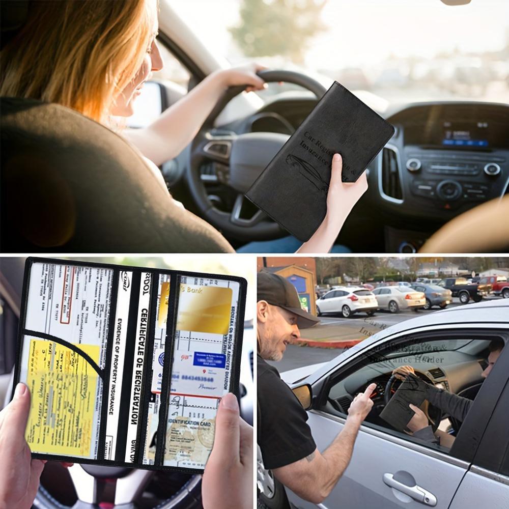 🚗 Car Registration & Insurance Document Holder | Premium PU Leather Vehicle Document Wallet