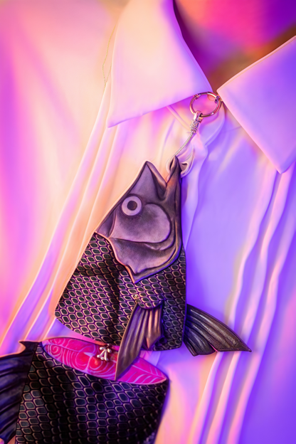 🐟 Deconstructed Fish Leather Tie | Handmade Split Fish Statement Necktie
