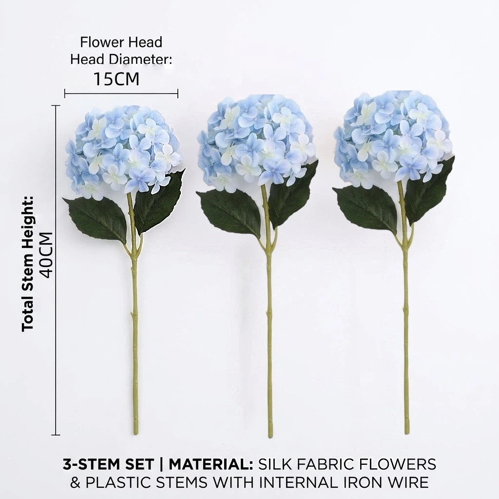 💐UV-Resistant Artificial Hydrangeas | Set of 3 Bunches