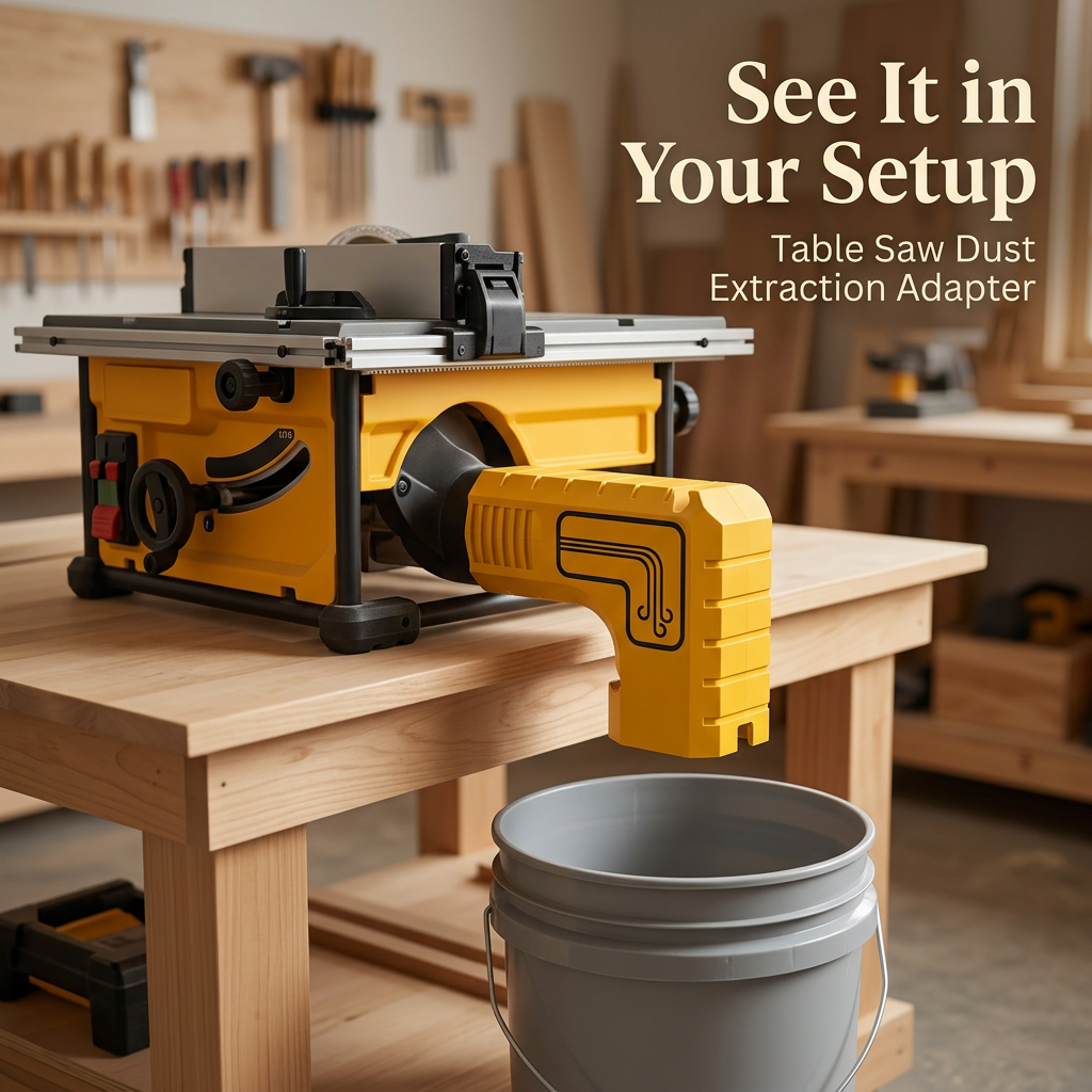 🛠️Table Saw Dust Extraction Adapter|L-Shape Dust Collector Port for Woodworking Table Saw