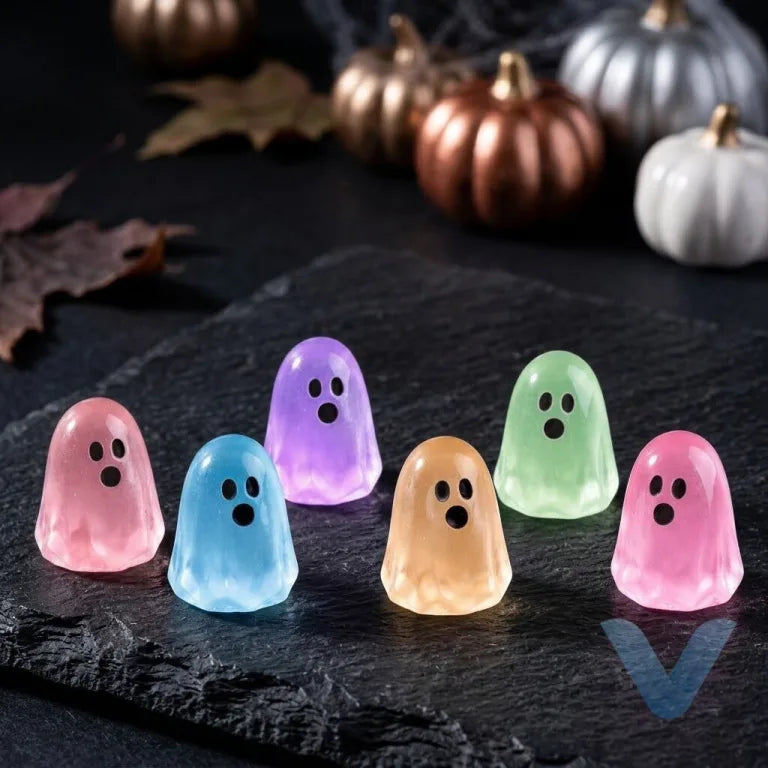 40PSC -Mini Resin Glow in the Dark Ghost Figurines|6 Colors, Glow in the Dark