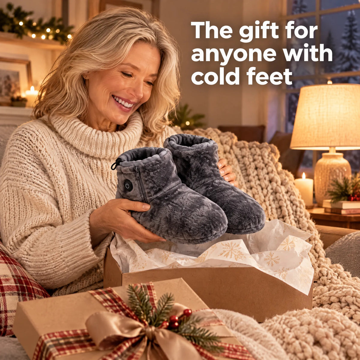 🧦 USB Heated Slipper Boots 3 Heat Settings Fuzzy Warm Foot Warmer